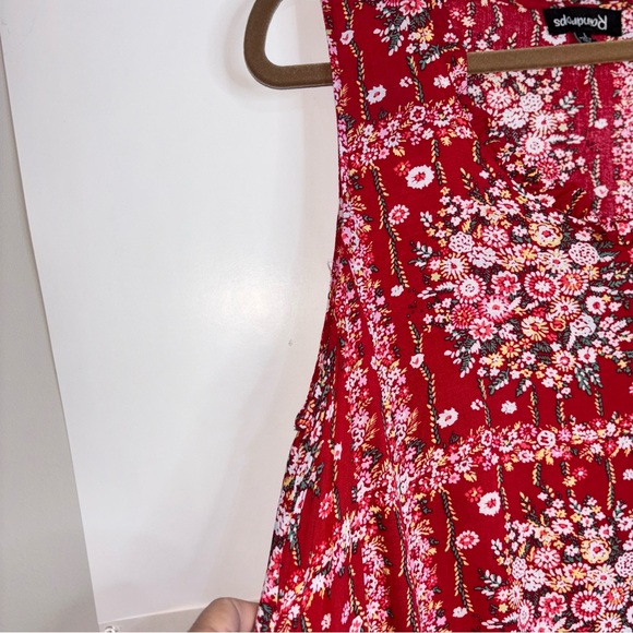 Raindrops Women’s Large Floral Sleeveless Red Dress Sundress Mini Ruffle - Picture 6 of 9